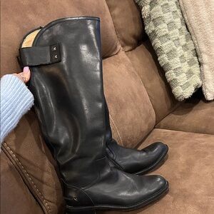 Black Leather Franco Sarto Knee-High Boots